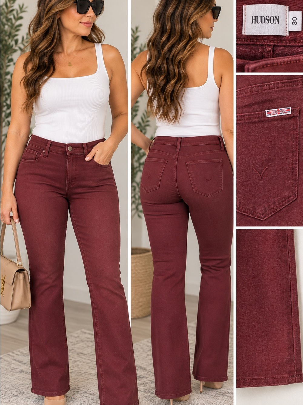 Hudson Jeans Women’s Flare Jeans in Burgundy